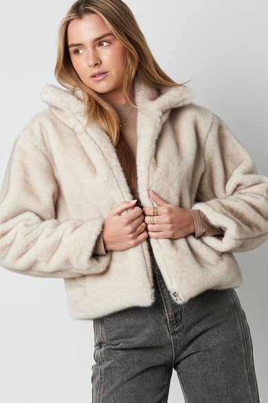 Fluffy basic coat - Beige h5 Picture2
